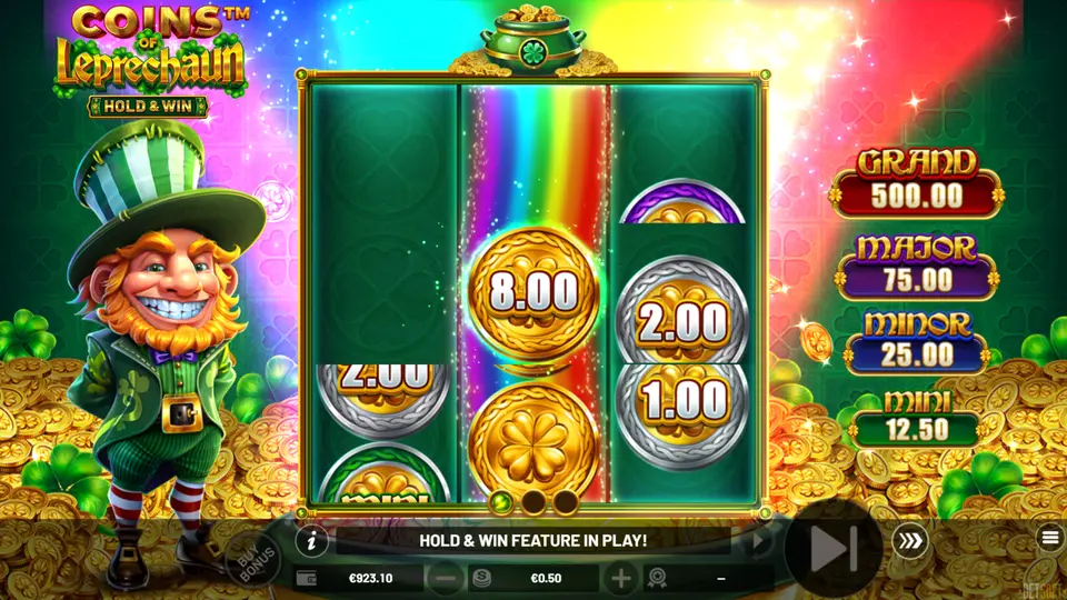 Leprechaun Bonus Collector gathering a MAJOR prize symbol during respins